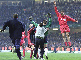 Westerveld var hetja Liverpool í vítaspyrnukeppninni.